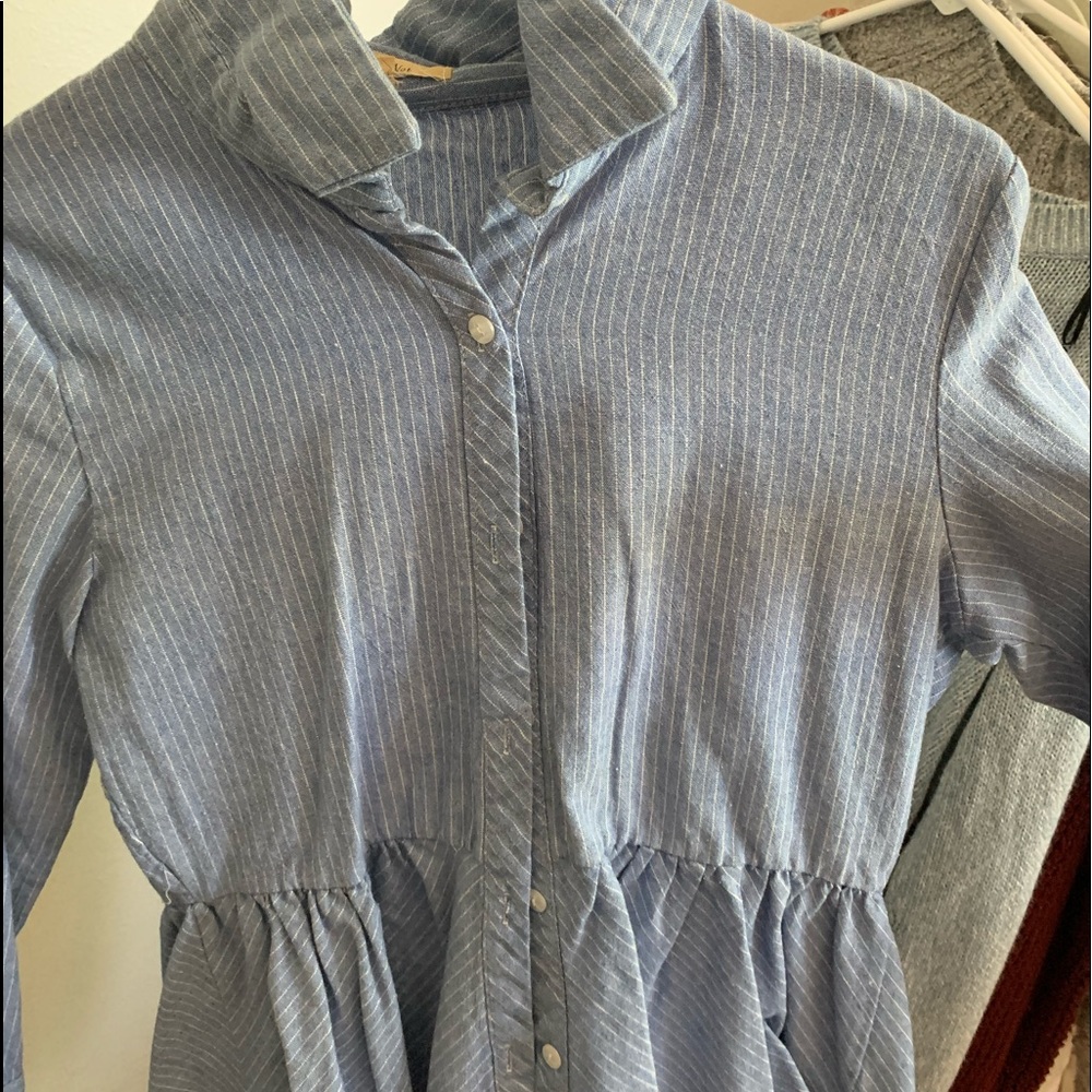 blue and white striped baby doll long sleeve